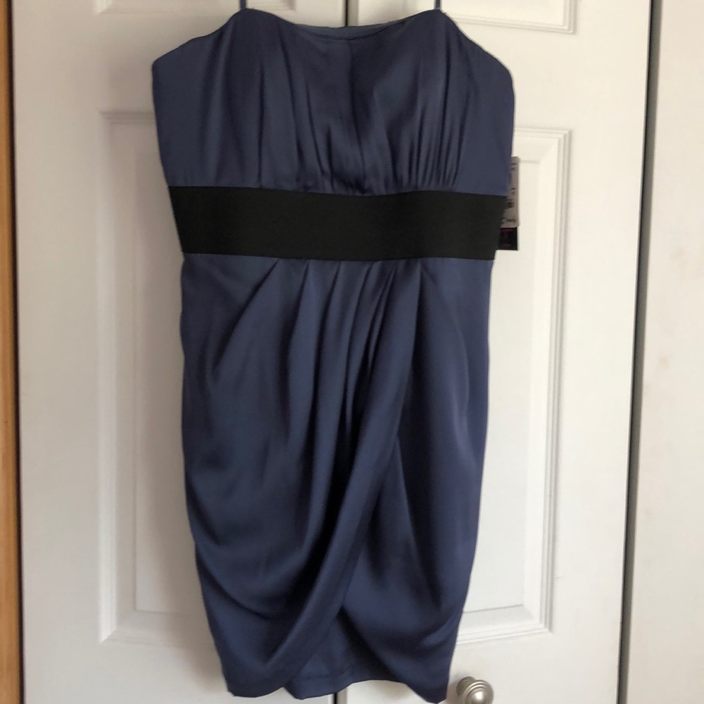 Aqua Black and Blue Strapless Dress